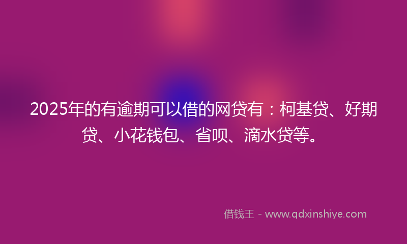 2025年的有逾期可以借的网贷有：柯基贷、好期贷、小花钱包、省呗、滴水贷等。