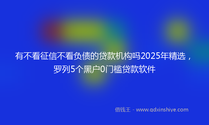 有不看征信不看负债的贷款机构吗2025年精选，罗列5个黑户0门槛贷款软件