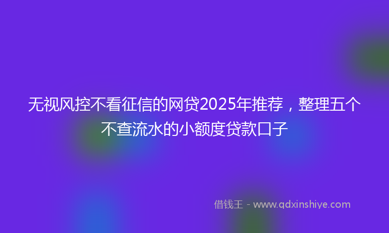 无视风控不看征信的网贷2025年推荐，整理五个不查流水的小额度贷款口子