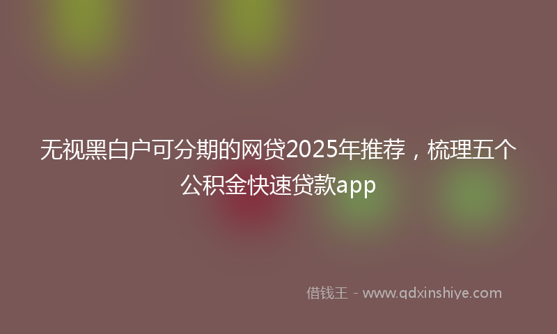 无视黑白户可分期的网贷2025年推荐，梳理五个公积金快速贷款app