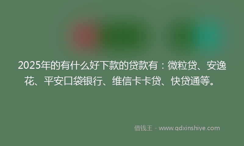 2025年的有什么好下款的贷款有：微粒贷、安逸花、平安口袋银行、维信卡卡贷、快贷通等。
