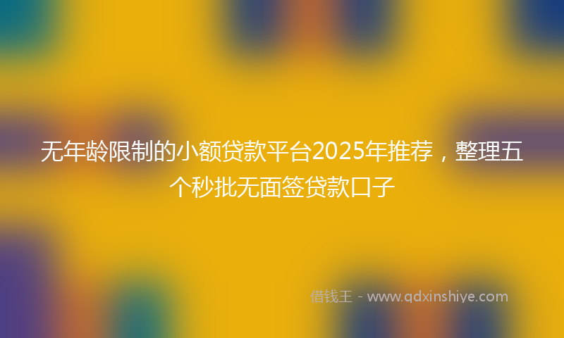 无年龄限制的小额贷款平台2025年推荐，整理五个秒批无面签贷款口子
