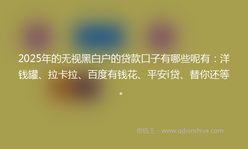 2025年的无视黑白户的贷款口子有哪些呢有：洋钱罐、拉卡拉、百度有钱花、平安i贷、替你还等。