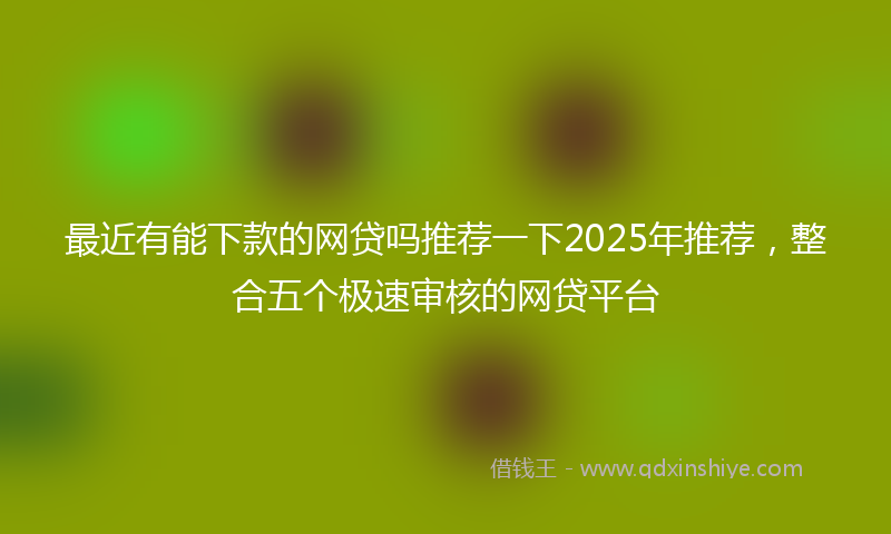 最近有能下款的网贷吗推荐一下2025年推荐，整合五个极速审核的网贷平台