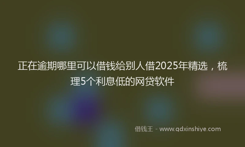正在逾期哪里可以借钱给别人借2025年精选，梳理5个利息低的网贷软件