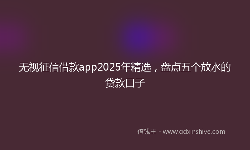 无视征信借款app2025年精选，盘点五个放水的贷款口子