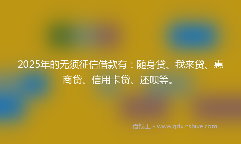 2025年的无须征信借款有：随身贷、我来贷、惠商贷、信用卡贷、还呗等。