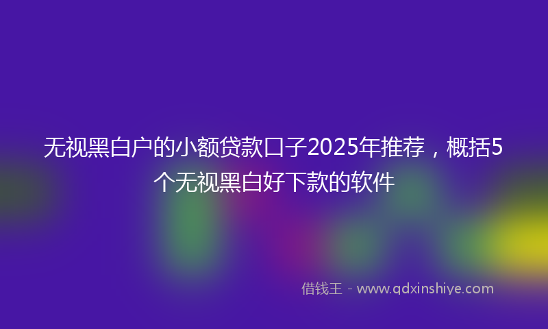 无视黑白户的小额贷款口子2025年推荐，概括5个无视黑白好下款的软件