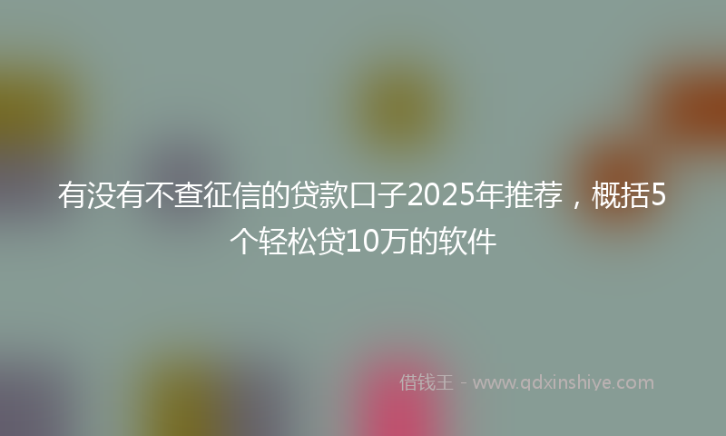 有没有不查征信的贷款口子2025年推荐，概括5个轻松贷10万的软件