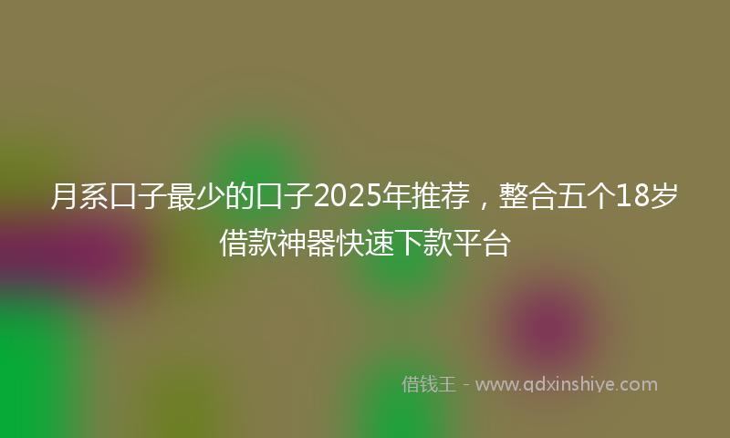月系口子最少的口子2025年推荐，整合五个18岁借款神器快速下款平台