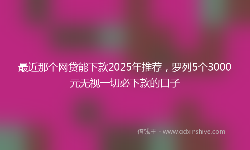 最近那个网贷能下款2025年推荐，罗列5个3000元无视一切必下款的口子