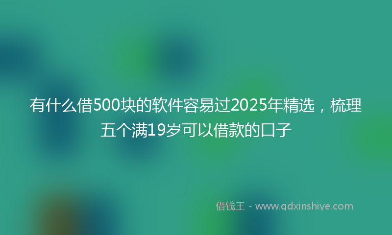 有什么借500块的软件容易过2025年精选，梳理五个满19岁可以借款的口子