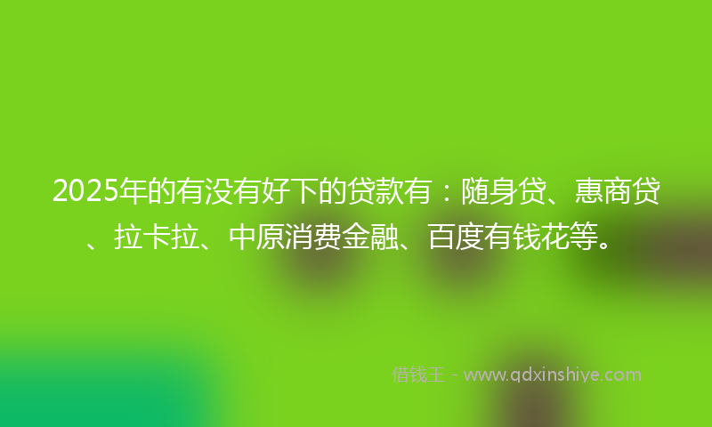2025年的有没有好下的贷款有：随身贷、惠商贷、拉卡拉、中原消费金融、百度有钱花等。