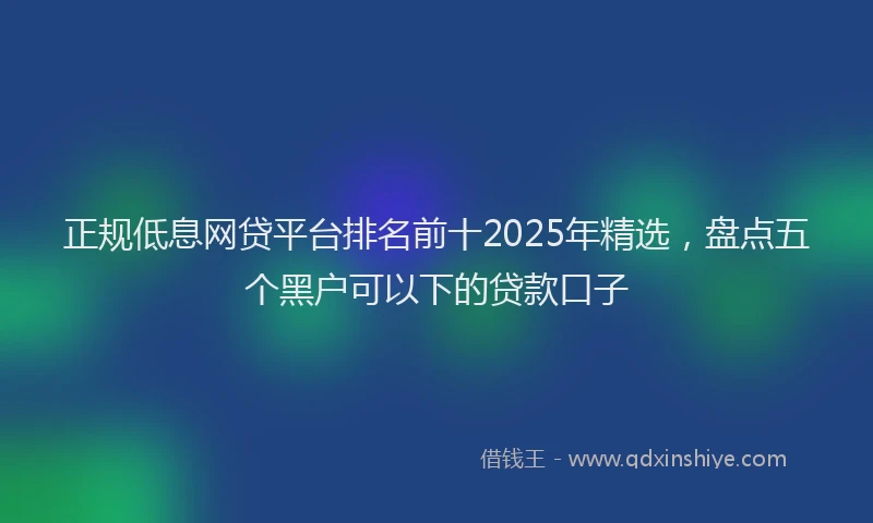 正规低息网贷平台排名前十2025年精选，盘点五个黑户可以下的贷款口子