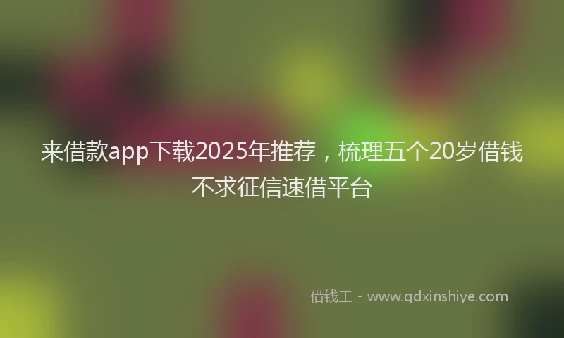 来借款app下载2025年推荐，梳理五个20岁借钱不求征信速借平台