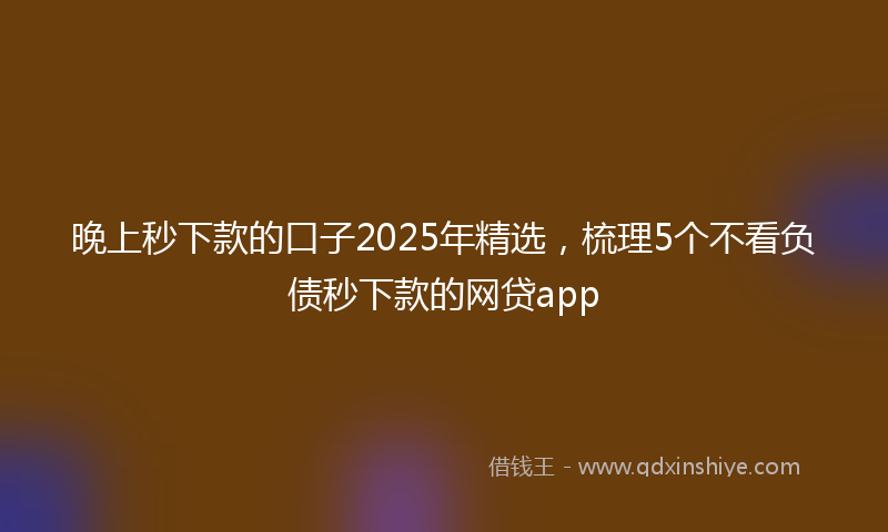 晚上秒下款的口子2025年精选，梳理5个不看负债秒下款的网贷app