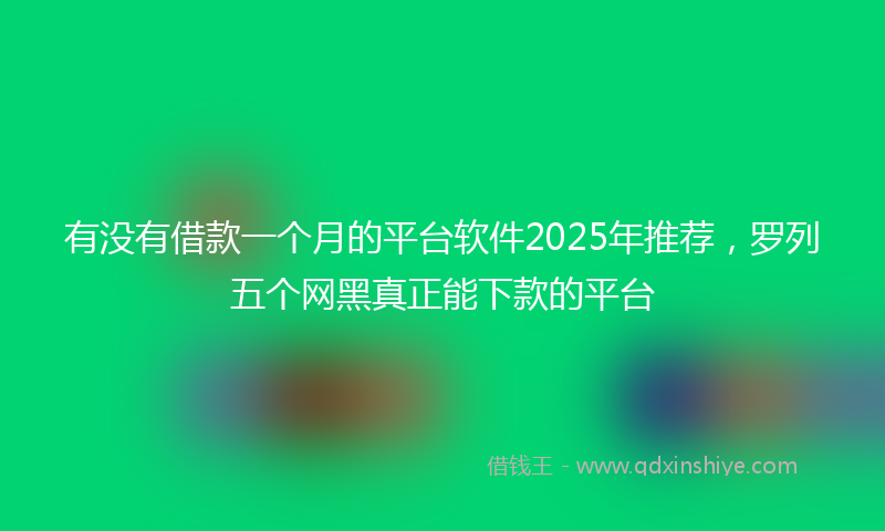 有没有借款一个月的平台软件2025年推荐，罗列五个网黑真正能下款的平台
