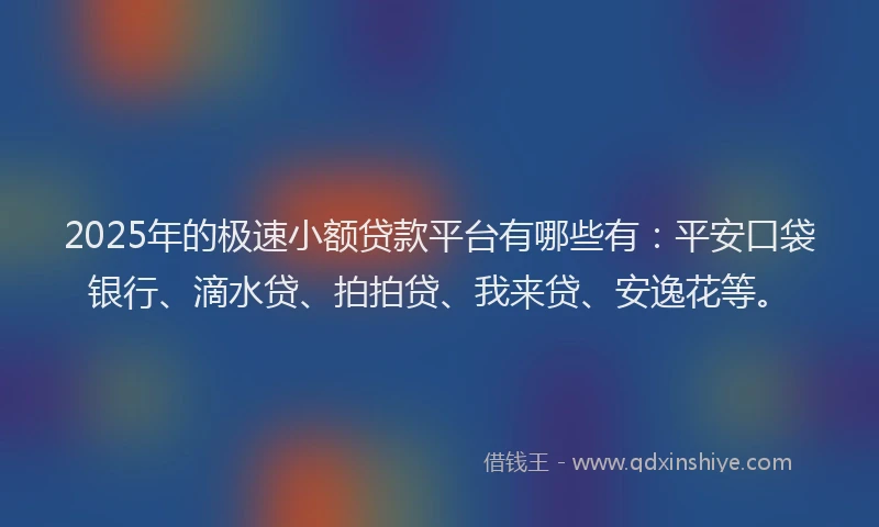 2025年的极速小额贷款平台有哪些有：平安口袋银行、滴水贷、拍拍贷、我来贷、安逸花等。