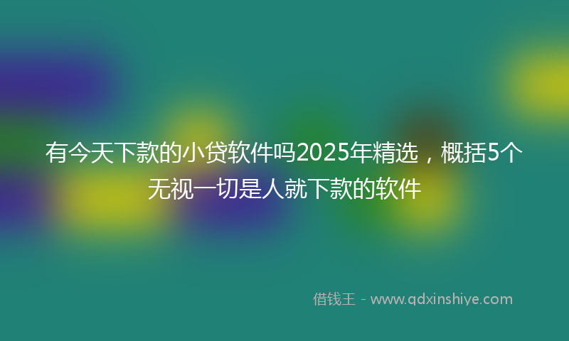 有今天下款的小贷软件吗2025年精选，概括5个无视一切是人就下款的软件