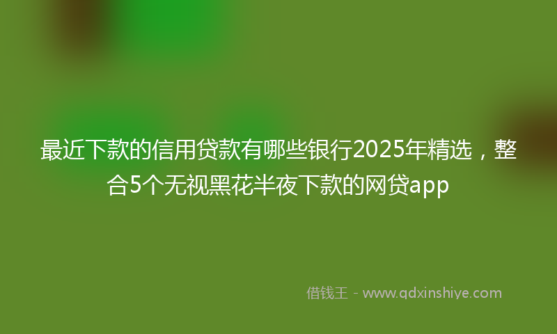 最近下款的信用贷款有哪些银行2025年精选，整合5个无视黑花半夜下款的网贷app