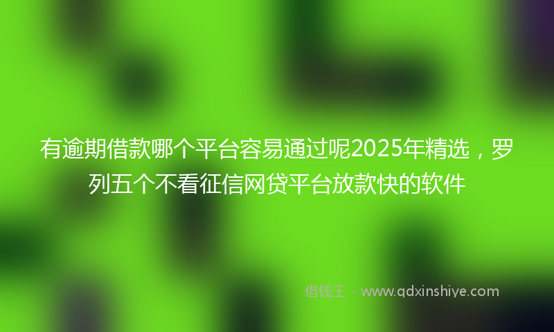 有逾期借款哪个平台容易通过呢2025年精选，罗列五个不看征信网贷平台放款快的软件