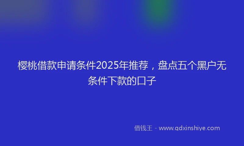 樱桃借款申请条件2025年推荐，盘点五个黑户无条件下款的口子