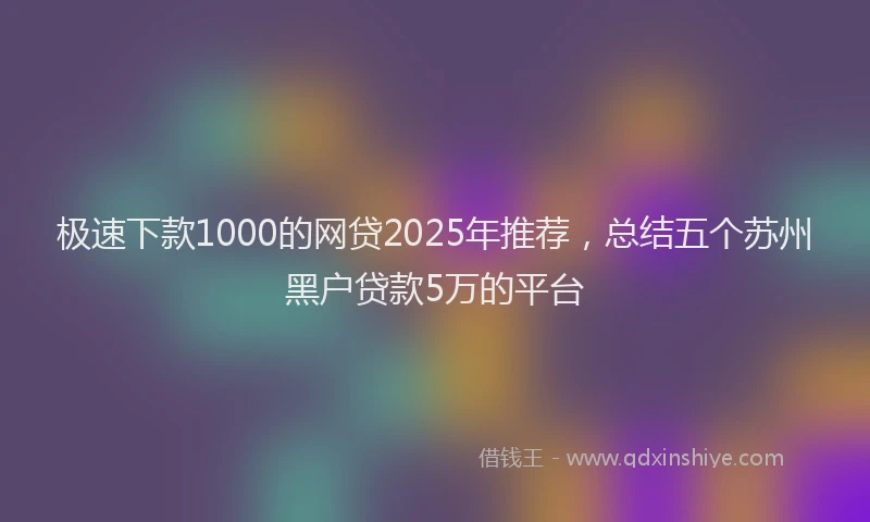 极速下款1000的网贷2025年推荐，总结五个苏州黑户贷款5万的平台