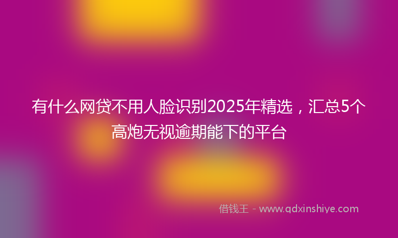 有什么网贷不用人脸识别2025年精选，汇总5个高炮无视逾期能下的平台