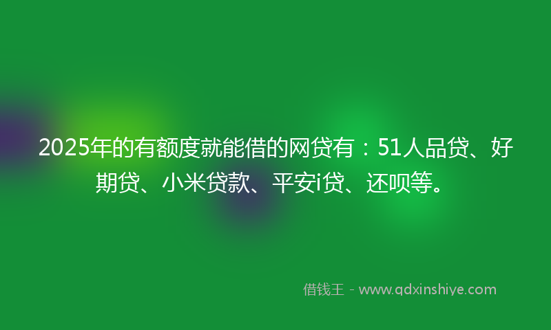 2025年的有额度就能借的网贷有：51人品贷、好期贷、小米贷款、平安i贷、还呗等。