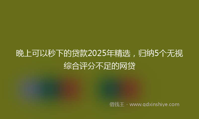 晚上可以秒下的贷款2025年精选，归纳5个无视综合评分不足的网贷