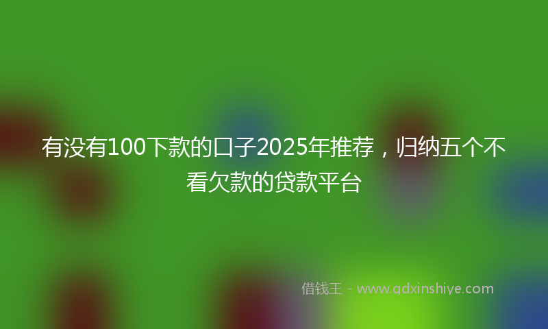 有没有100下款的口子2025年推荐，归纳五个不看欠款的贷款平台