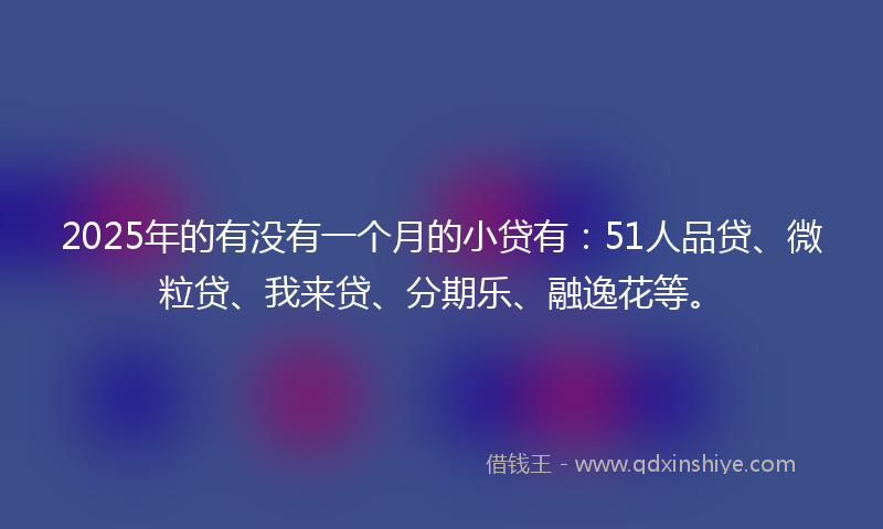 2025年的有没有一个月的小贷有：51人品贷、微粒贷、我来贷、分期乐、融逸花等。