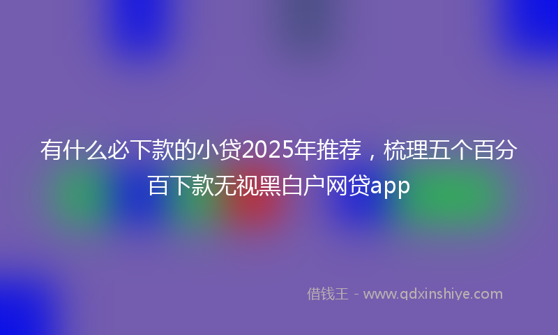 有什么必下款的小贷2025年推荐，梳理五个百分百下款无视黑白户网贷app