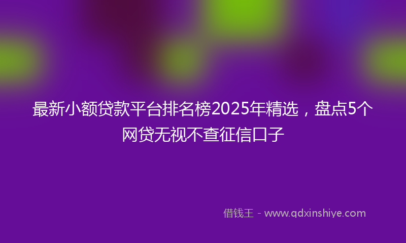 最新小额贷款平台排名榜2025年精选，盘点5个网贷无视不查征信口子