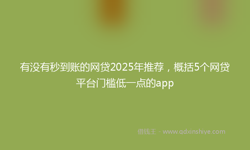 有没有秒到账的网贷2025年推荐，概括5个网贷平台门槛低一点的app