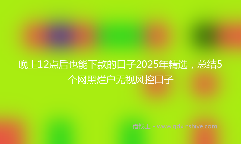 晚上12点后也能下款的口子2025年精选，总结5个网黑烂户无视风控口子