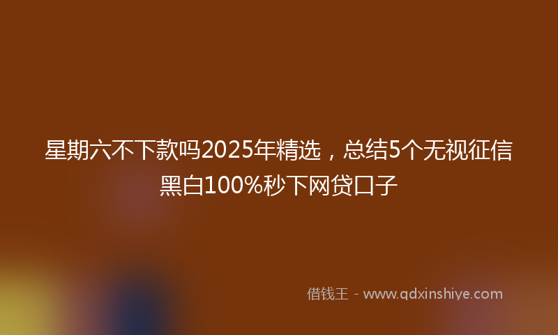 星期六不下款吗2025年精选，总结5个无视征信黑白100%秒下网贷口子