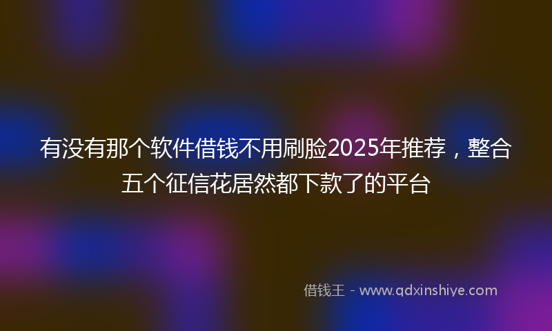 有没有那个软件借钱不用刷脸2025年推荐，整合五个征信花居然都下款了的平台