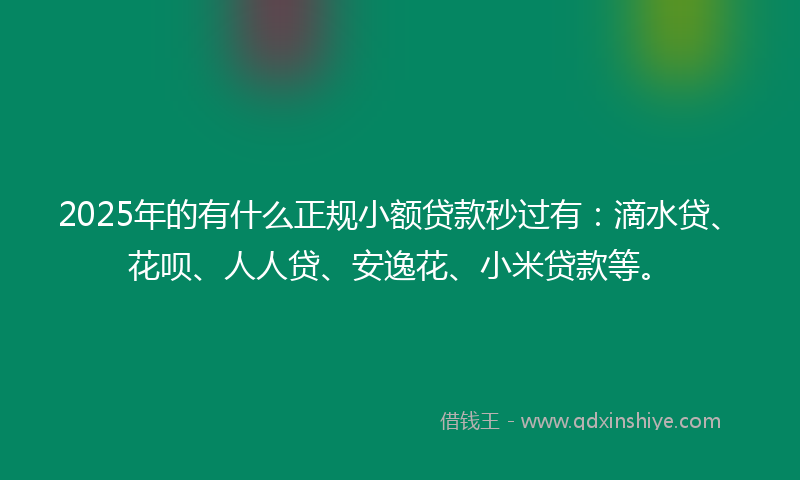 2025年的有什么正规小额贷款秒过有：滴水贷、花呗、人人贷、安逸花、小米贷款等。