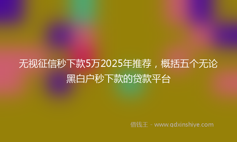 无视征信秒下款5万2025年推荐，概括五个无论黑白户秒下款的贷款平台