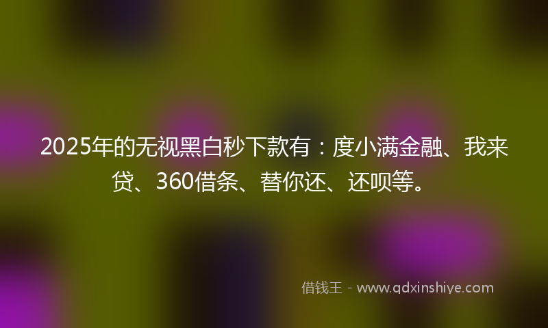 2025年的无视黑白秒下款有：度小满金融、我来贷、360借条、替你还、还呗等。