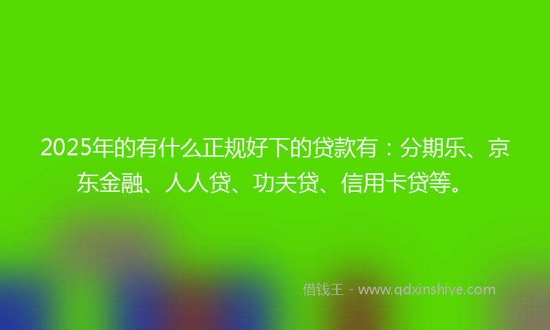 2025年的有什么正规好下的贷款有：分期乐、京东金融、人人贷、功夫贷、信用卡贷等。