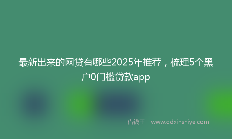 最新出来的网贷有哪些2025年推荐，梳理5个黑户0门槛贷款app