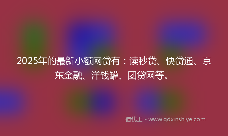 2025年的最新小额网贷有：读秒贷、快贷通、京东金融、洋钱罐、团贷网等。