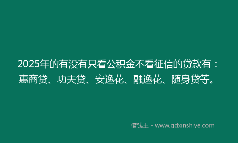 2025年的有没有只看公积金不看征信的贷款有：惠商贷、功夫贷、安逸花、融逸花、随身贷等。