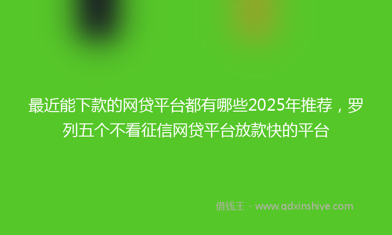 最近能下款的网贷平台都有哪些2025年推荐，罗列五个不看征信网贷平台放款快的平台