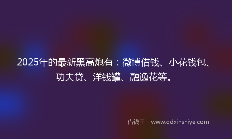 2025年的最新黑高炮有：微博借钱、小花钱包、功夫贷、洋钱罐、融逸花等。