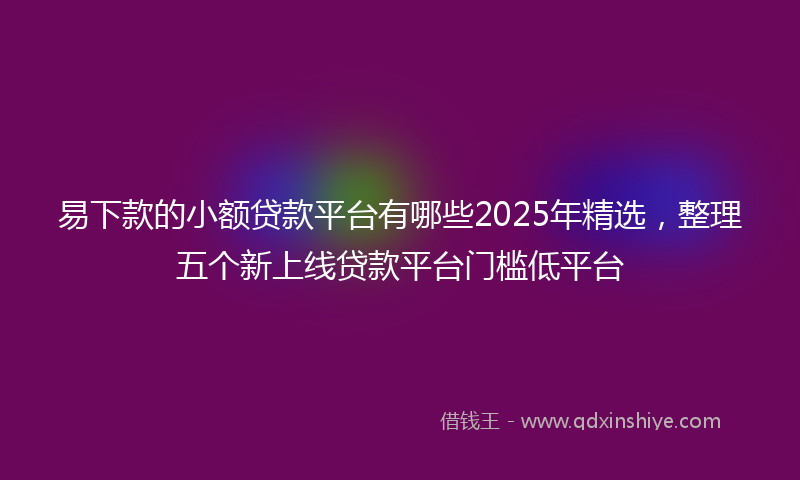 易下款的小额贷款平台有哪些2025年精选，整理五个新上线贷款平台门槛低平台
