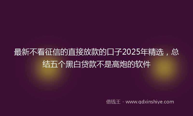 最新不看征信的直接放款的口子2025年精选，总结五个黑白贷款不是高炮的软件