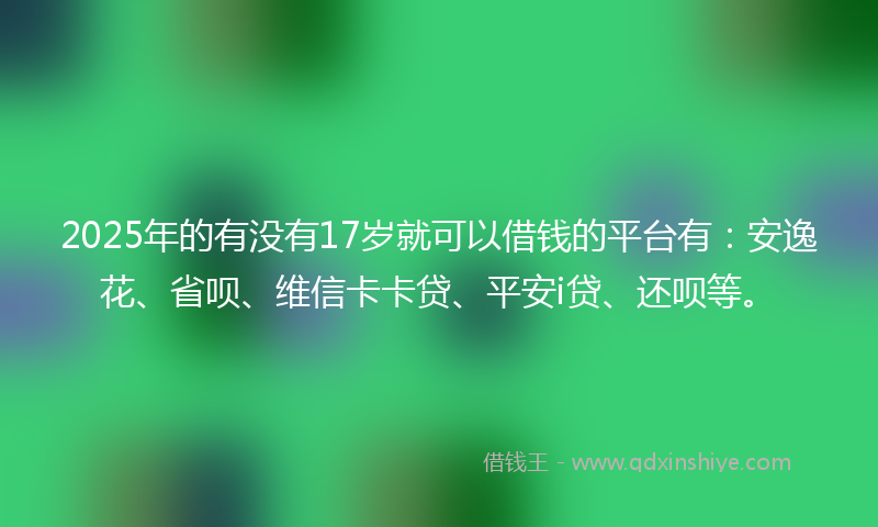 2025年的有没有17岁就可以借钱的平台有：安逸花、省呗、维信卡卡贷、平安i贷、还呗等。